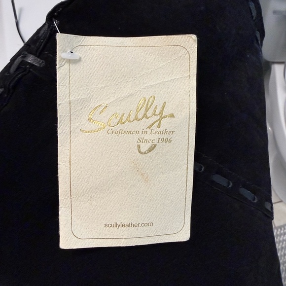 NWT SCULLY boho suede leather fringe midi wrap skirt in black size large - Picture 6 of 10